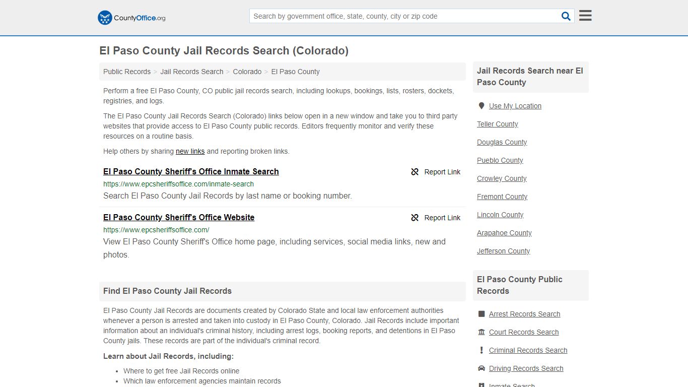 El Paso County Jail Records Search (Colorado) - County Office